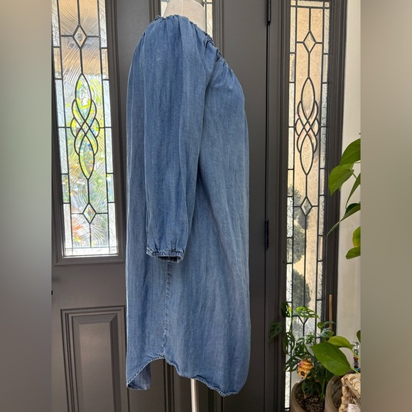 Isabel Maternity Soft Lightweight Chambray Pregnancy Dress On/Off Shoulder XL - Picture 5 of 9